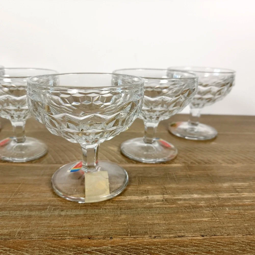 Set of 4 Vintage Fostoria American Champagne Low Sherbet Footed Glasses‎